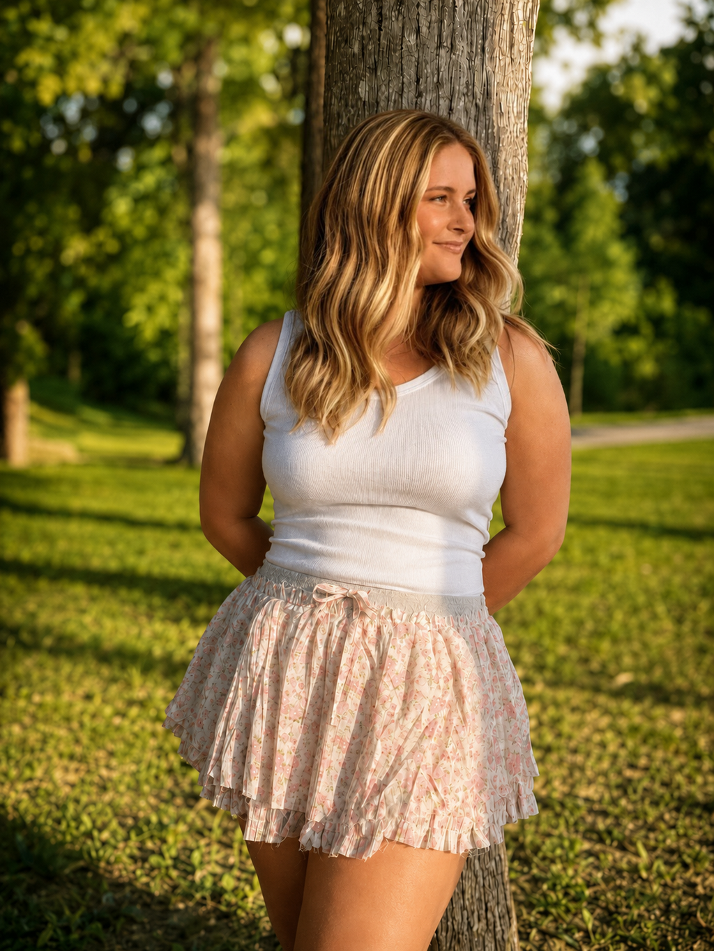Cora — Floral Mini Skort-Pink