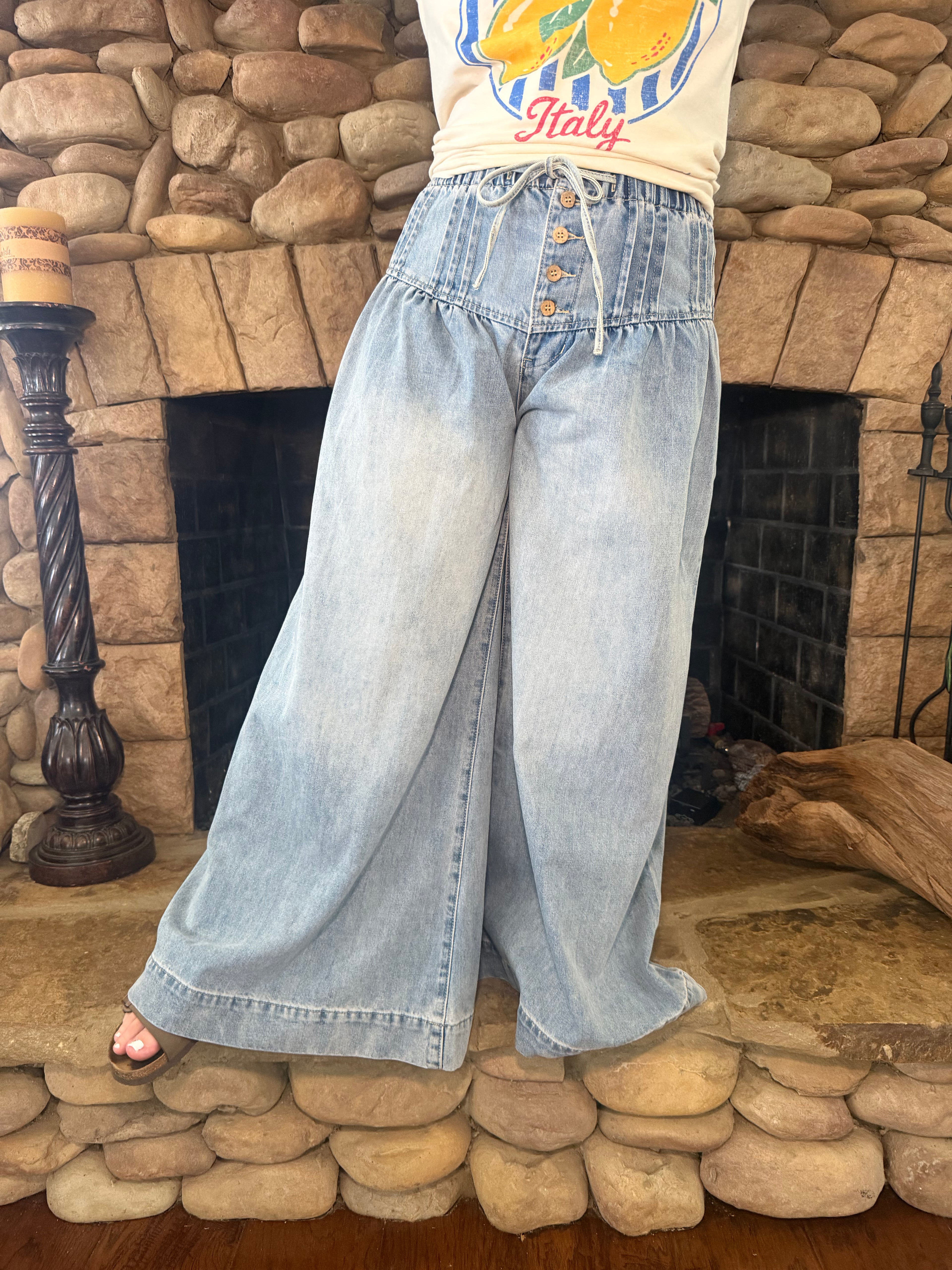 Hadley-Wide Leg Drawstring Jeans