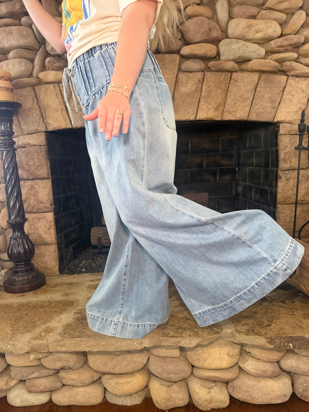 Hadley-Wide Leg Drawstring Jeans