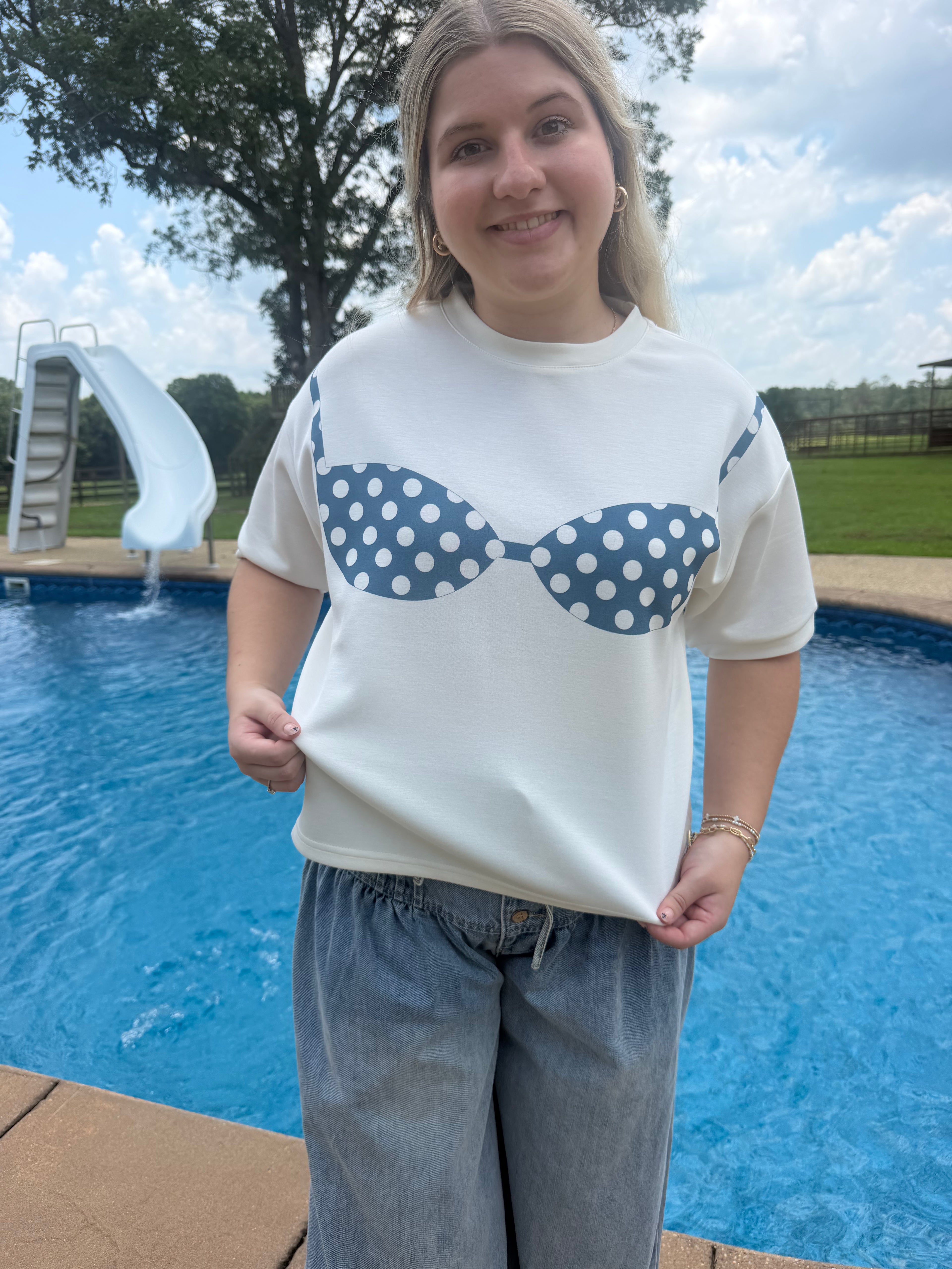 Breezy — Polka Dot Bikini Graphic Tee