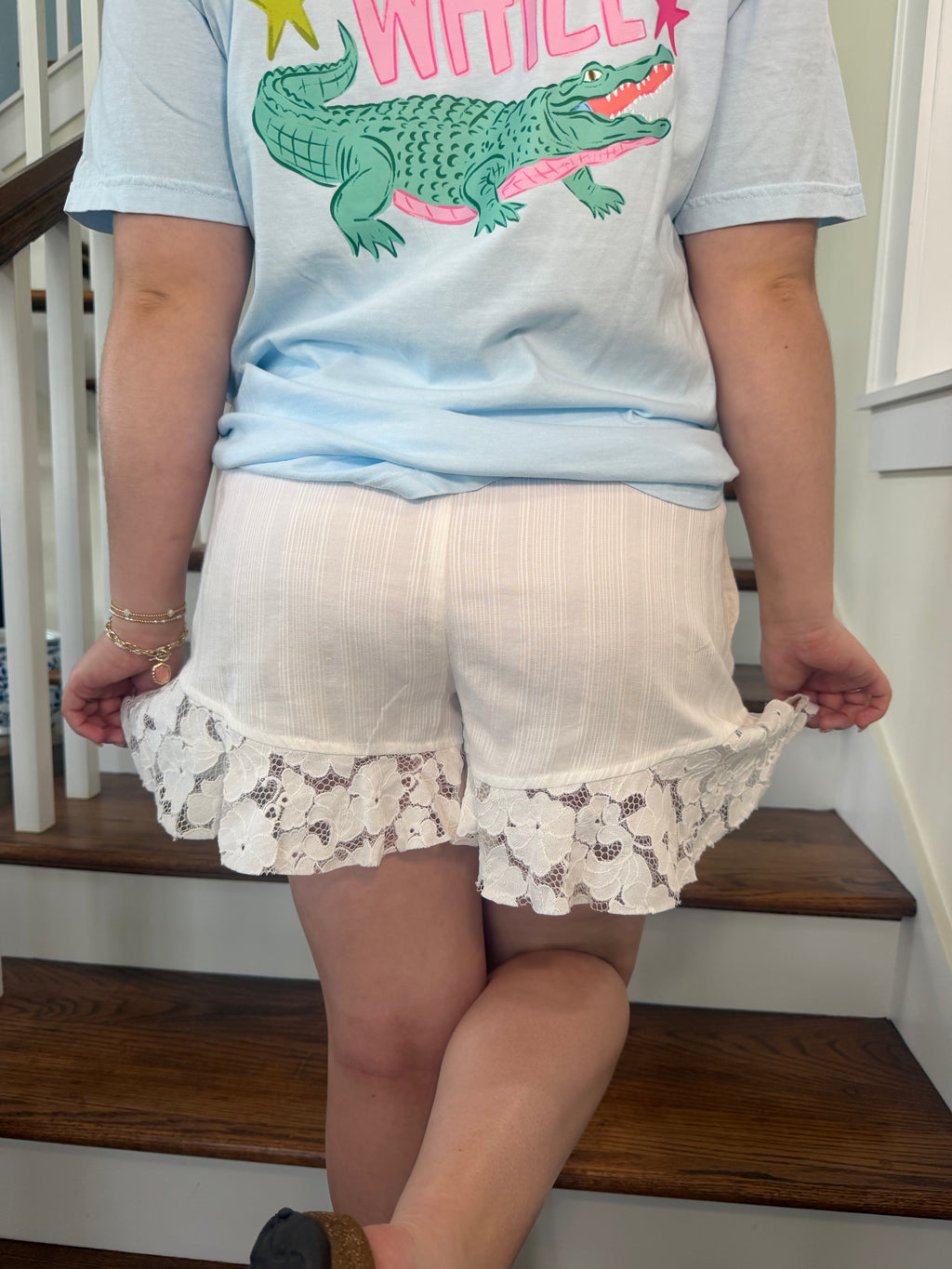 Lennox — Ruffle Lace Hem Shorts
