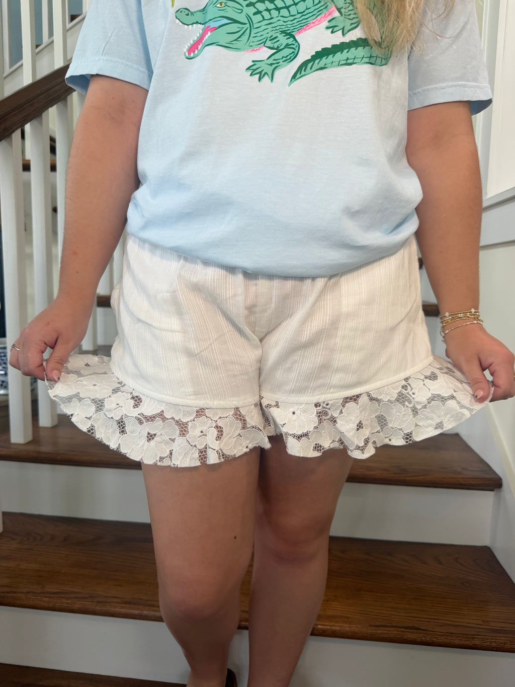 Lennox — Ruffle Lace Hem Shorts