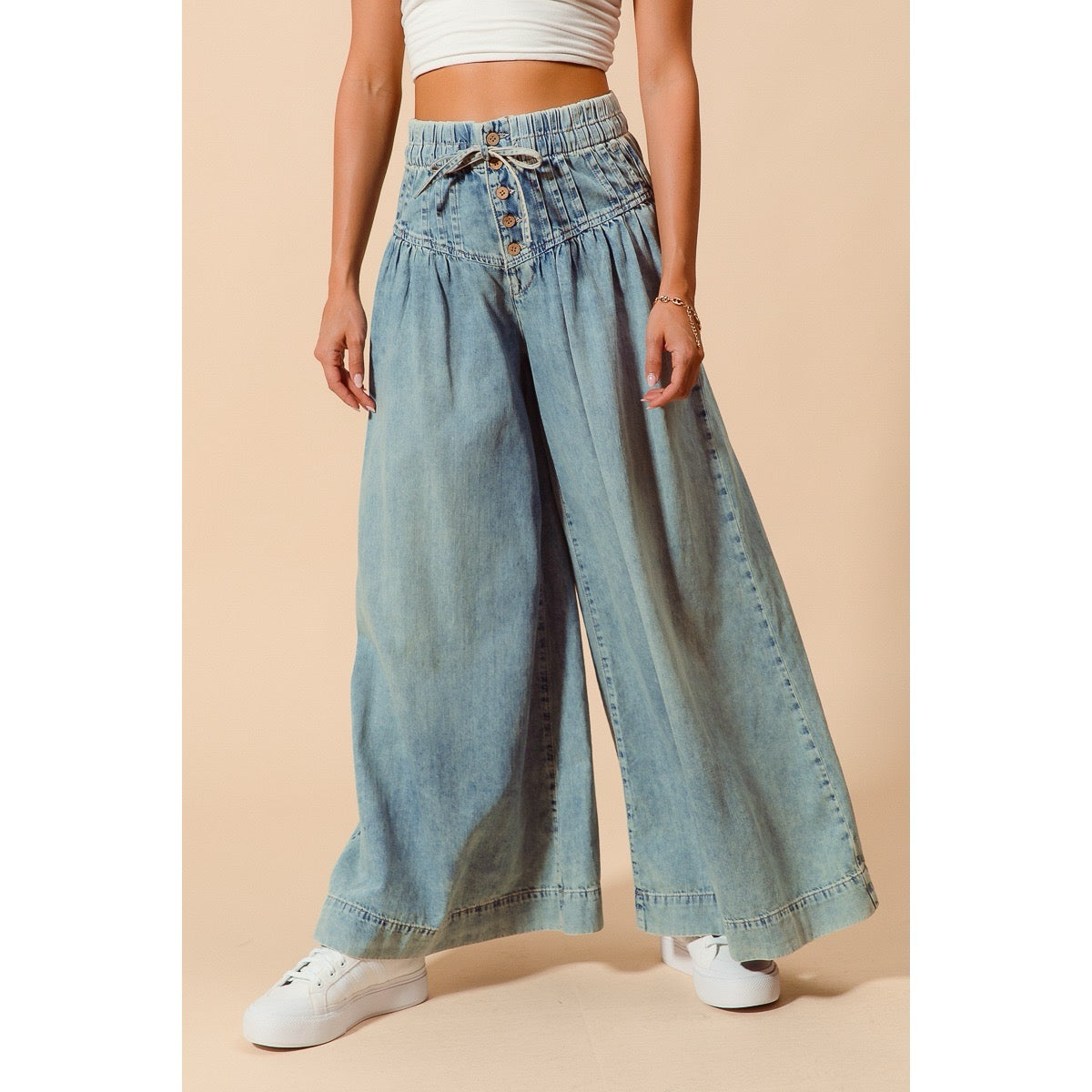 Hadley-Wide Leg Drawstring Jeans