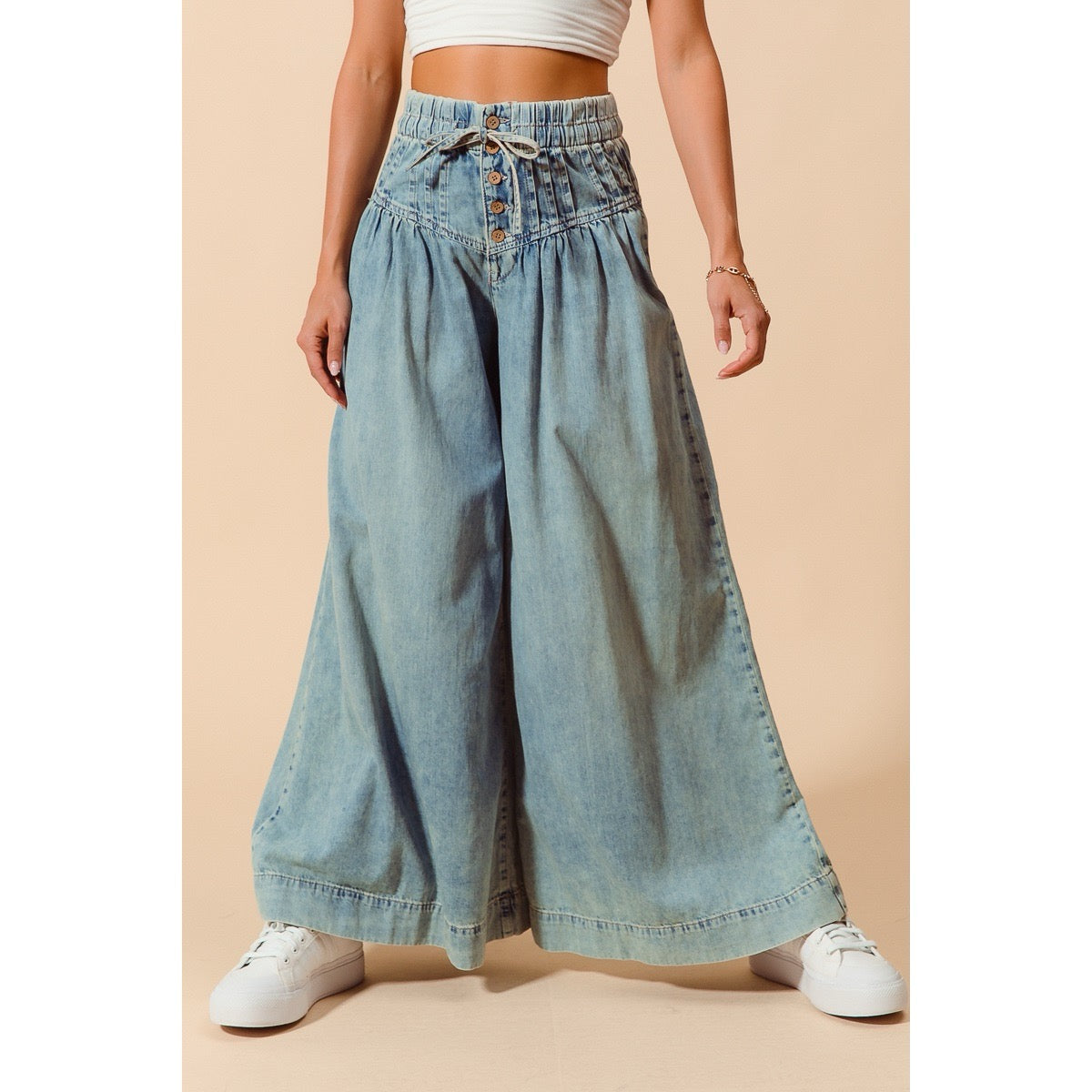 Hadley-Wide Leg Drawstring Jeans