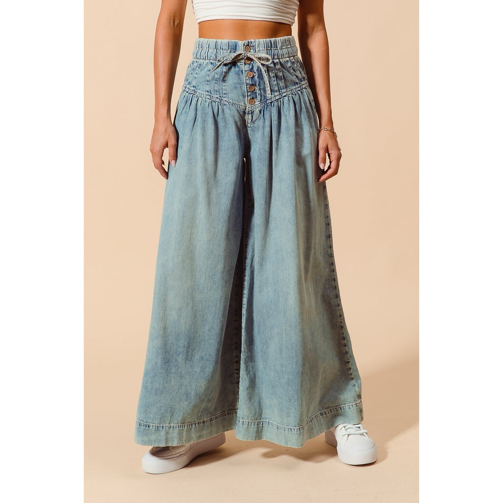Hadley-Wide Leg Drawstring Jeans