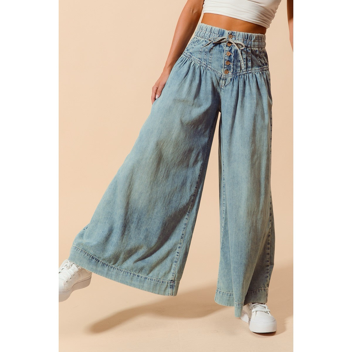 Hadley-Wide Leg Drawstring Jeans