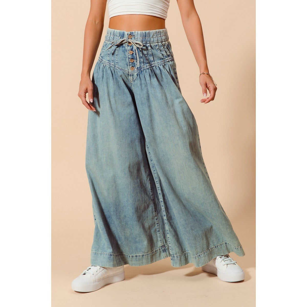 Hadley-Wide Leg Drawstring Jeans